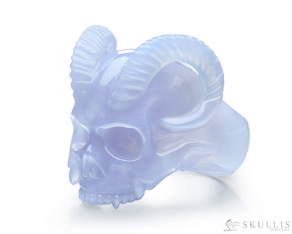 Gem Skull Ring Of Blue Chalcedony Carved Skull Skull Rings