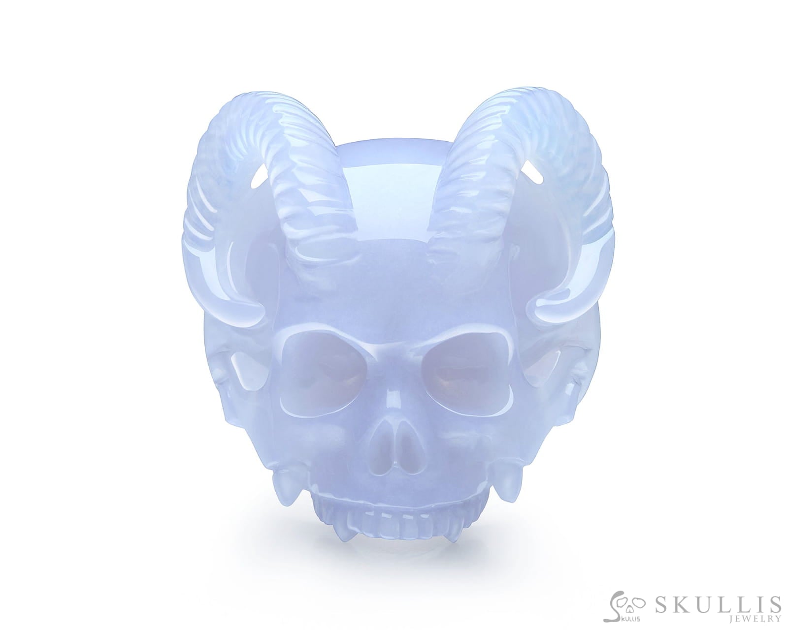 Gem Skull Ring Of Blue Chalcedony Carved Skull Skull Rings