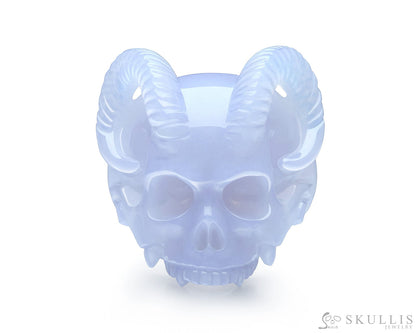 Gem Skull Ring Of Blue Chalcedony Carved Skull Skull Rings