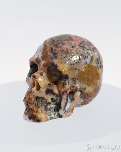 Gem Skull Of Flower Agate Carved Realistic Tiny Gemstone