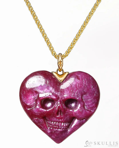 Heart - - - Gem Skull Pendant/Necklace Of Ruby Carved Pendants