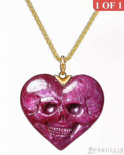 Heart - - - Gem Skull Pendant/Necklace Of Ruby Carved Pendants