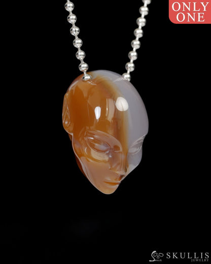 Gem Elf Pendant Necklace of Agate Carved Hollow Elf - 9900258 Skull Pendants