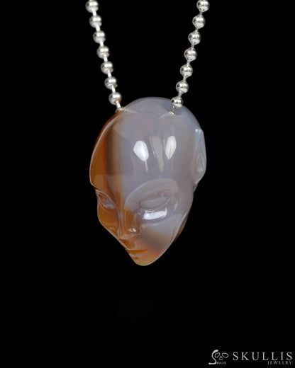 Gem Elf Pendant Necklace of Agate Carved Hollow Elf - 9900258 Skull Pendants