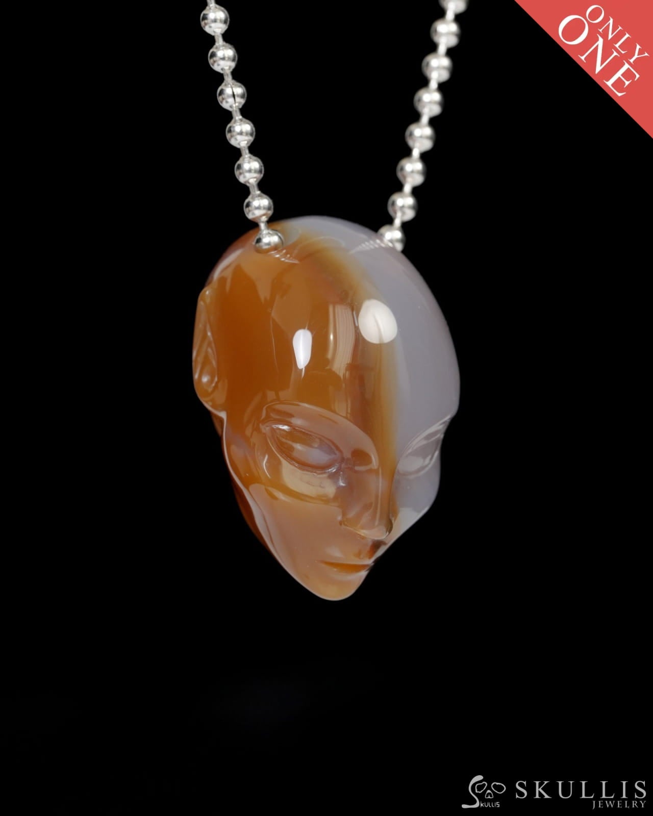 Gem Elf Pendant Necklace of Agate Carved Hollow Elf - 9900258 Skull Pendants