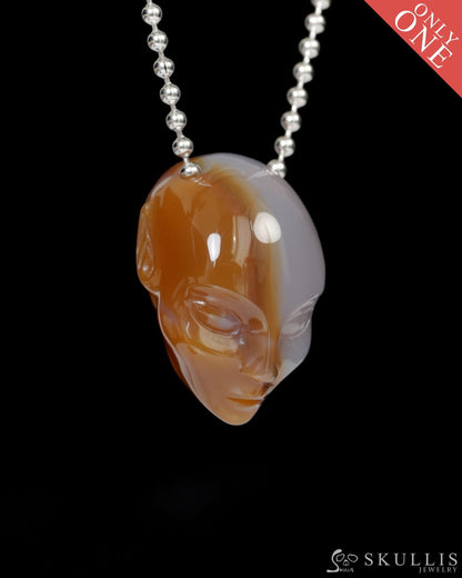 Gem Elf Pendant Necklace of Agate Carved Hollow Elf - 9900258 Skull Pendants
