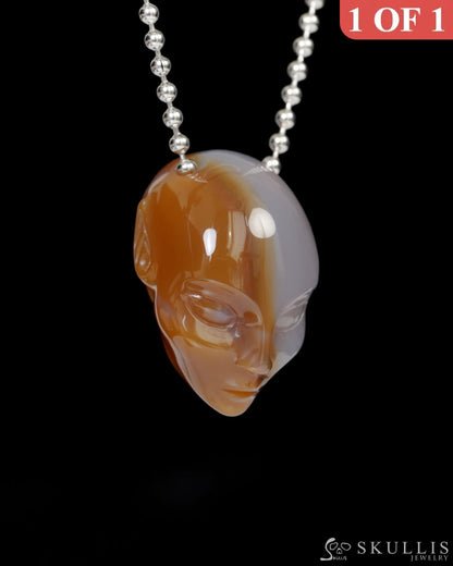 Gem Elf Pendant Necklace of Agate Carved Hollow Elf - 9900258 Skull Pendants