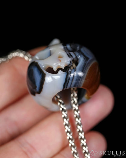 Hollow Essence - Gem Pendant Necklace of Agate Hand Carved Hollow Pumpkin - 9500467 - Skull Pendants