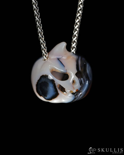 Hollow Essence - Gem Pendant Necklace of Agate Hand Carved Hollow Pumpkin - 9500467 - Skull Pendants