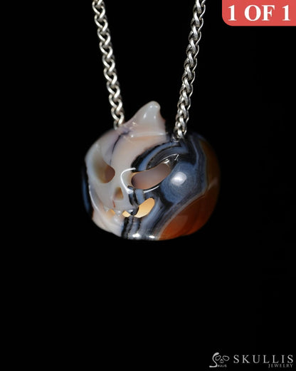 Hollow Essence - Gem Pendant Necklace of Agate Hand Carved Hollow Pumpkin - 9500467 - Skull Pendants