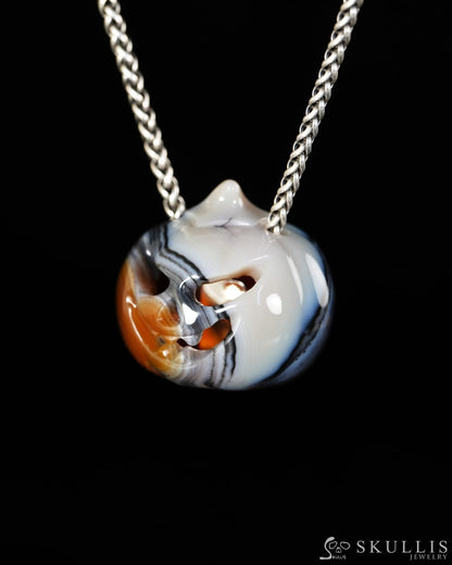 Hollow Essence - Gem Pendant Necklace of Agate Hand Carved Hollow Pumpkin - 9900616 - Skull Pendants