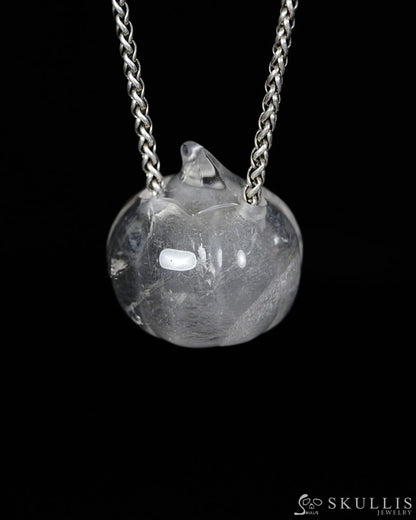 Hollow Essence - Gem Pendant Necklace of Quartz Rock Crystal Hand Carved Hollow Pumpkin - 9500468 - Skull Pendants