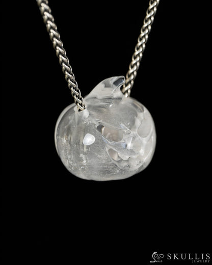 Hollow Essence - Gem Pendant Necklace of Quartz Rock Crystal Hand Carved Hollow Pumpkin - 9900613 - Skull Pendants