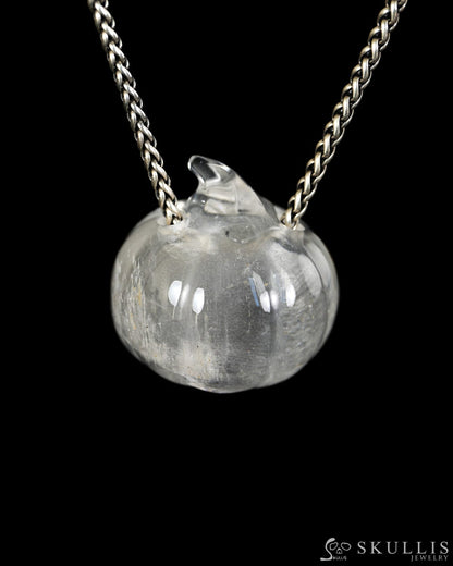 Hollow Essence - Gem Pendant Necklace of Quartz Rock Crystal Hand Carved Hollow Pumpkin - 9900613 - Skull Pendants