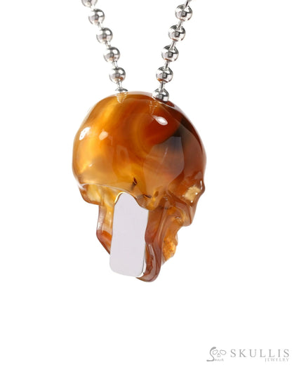 Gem Skull Pendant Necklace of Agate Carved Hollow Skull with 925 Sterling Silver Chain - 9500240 Skull Pendants