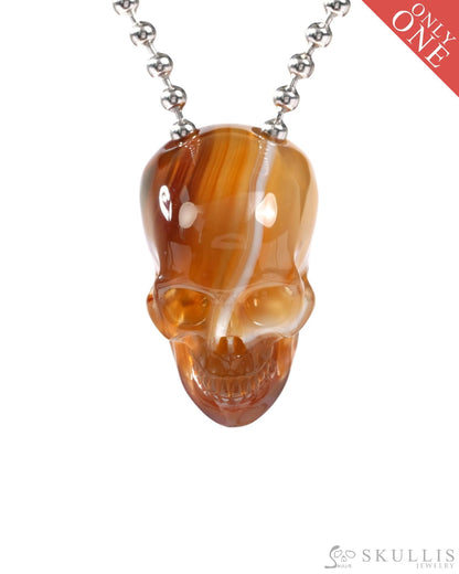 Gem Skull Pendant Necklace of Agate Carved Hollow Skull with 925 Sterling Silver Chain - 9500240 Skull Pendants