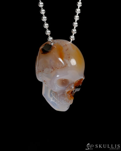 Hollow Essence - Gem Skull Pendant Necklace of Agate Carved Hollow Skull - 9900216 - Skull Pendants