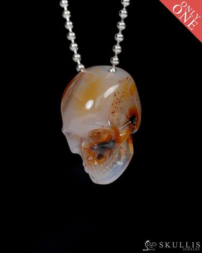 Hollow Essence - Gem Skull Pendant Necklace of Agate Carved Hollow Skull - 9900216 - Skull Pendants