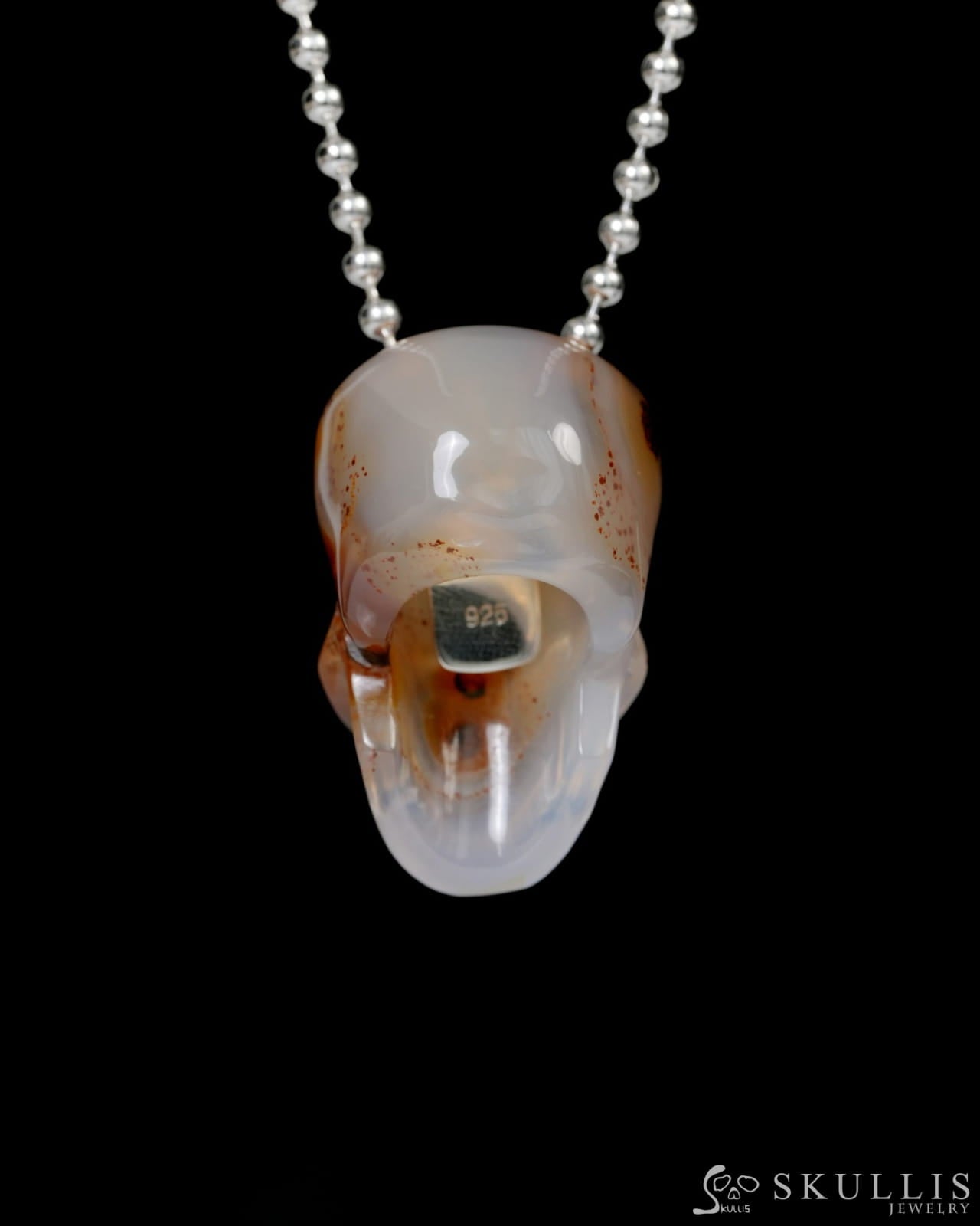 Hollow Essence - Gem Skull Pendant Necklace of Agate Carved Hollow Skull - 9900216 - Skull Pendants