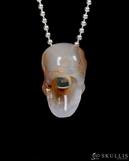 Hollow Essence - Gem Skull Pendant Necklace of Agate Carved Hollow Skull - 9900216 - Skull Pendants
