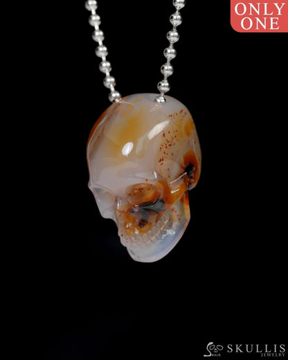 Hollow Essence - Gem Skull Pendant Necklace of Agate Carved Hollow Skull - 9900216 - Skull Pendants