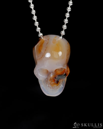 Hollow Essence - Gem Skull Pendant Necklace of Agate Carved Hollow Skull - 9900216 - Skull Pendants