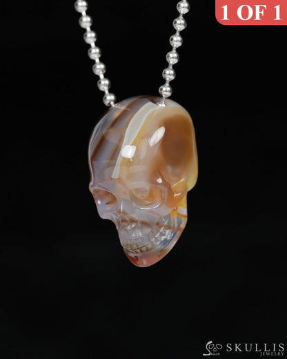 Hollow Essence - Gem Skull Pendant Necklace of Agate Carved Hollow Skull - 9900217 - Skull Pendants