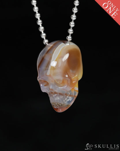 Hollow Essence - Gem Skull Pendant Necklace of Agate Carved Hollow Skull - 9900217 - Skull Pendants