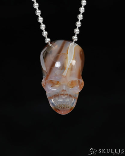 Hollow Essence - Gem Skull Pendant Necklace of Agate Carved Hollow Skull - 9900217 - Skull Pendants