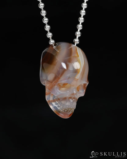 Hollow Essence - Gem Skull Pendant Necklace of Agate Carved Hollow Skull - 9900217 - Skull Pendants
