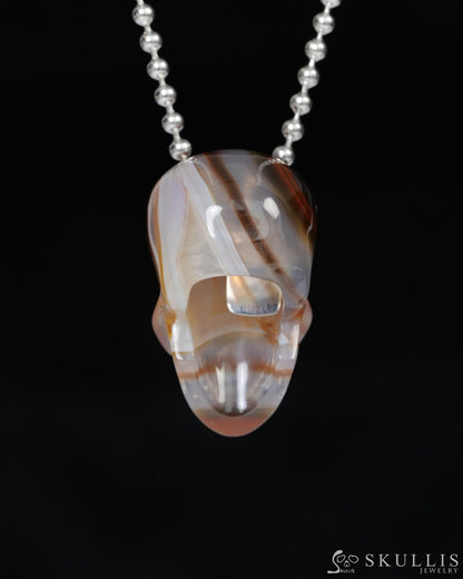 Hollow Essence - Gem Skull Pendant Necklace of Agate Carved Hollow Skull - 9900217 - Skull Pendants