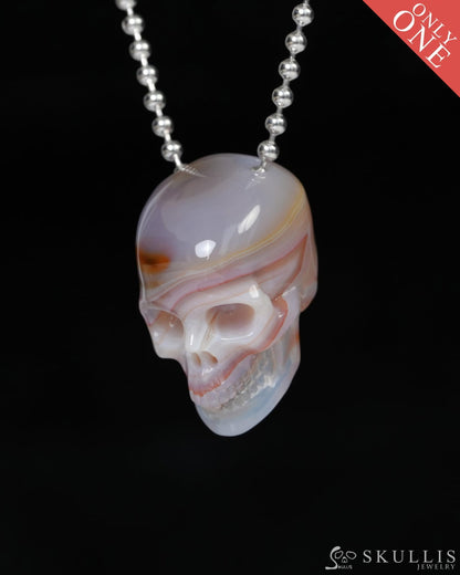 Hollow Essence - Gem Skull Pendant Necklace of Agate Carved Hollow Skull - 9900218 - Skull Pendants