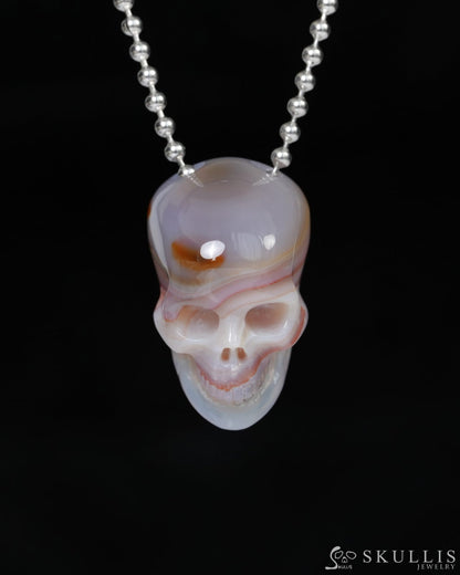 Hollow Essence - Gem Skull Pendant Necklace of Agate Carved Hollow Skull - 9900218 - Skull Pendants