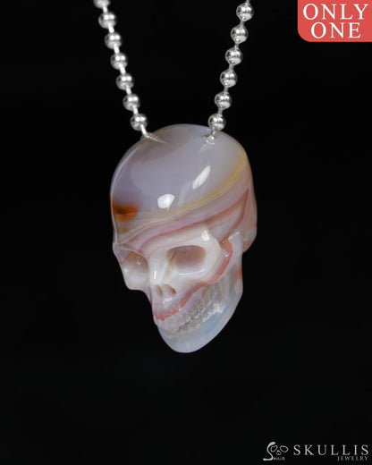 Hollow Essence - Gem Skull Pendant Necklace of Agate Carved Hollow Skull - 9900218 - Skull Pendants