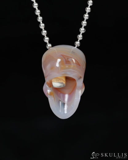 Hollow Essence - Gem Skull Pendant Necklace of Agate Carved Hollow Skull - 9900218 - Skull Pendants