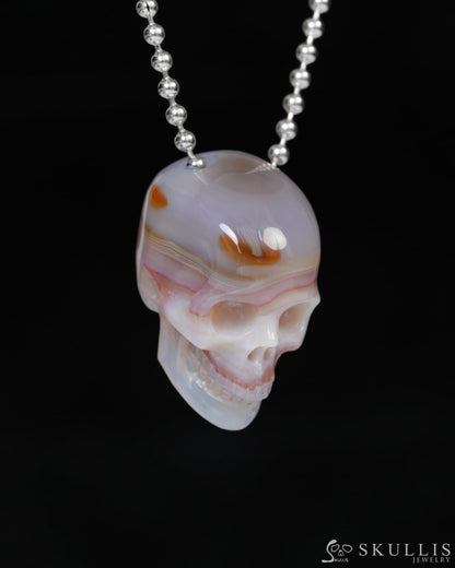 Hollow Essence - Gem Skull Pendant Necklace of Agate Carved Hollow Skull - 9900218 - Skull Pendants