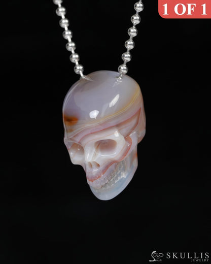 Hollow Essence - Gem Skull Pendant Necklace of Agate Carved Hollow Skull - 9900218 - Skull Pendants