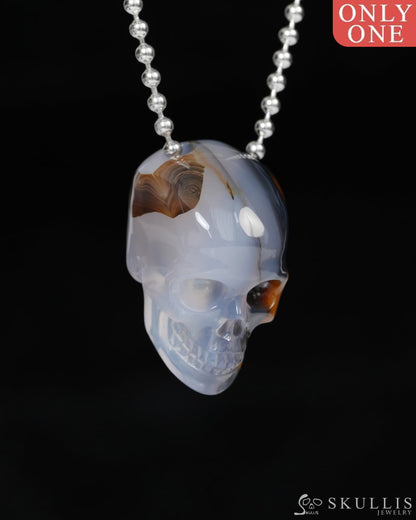 Hollow Essence - Gem Skull Pendant Necklace of Agate Carved Hollow Skull - 9900219 - Skull Pendants