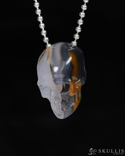 Hollow Essence - Gem Skull Pendant Necklace of Agate Carved Hollow Skull - 9900219 - Skull Pendants