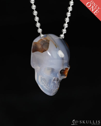 Hollow Essence - Gem Skull Pendant Necklace of Agate Carved Hollow Skull - 9900219 - Skull Pendants