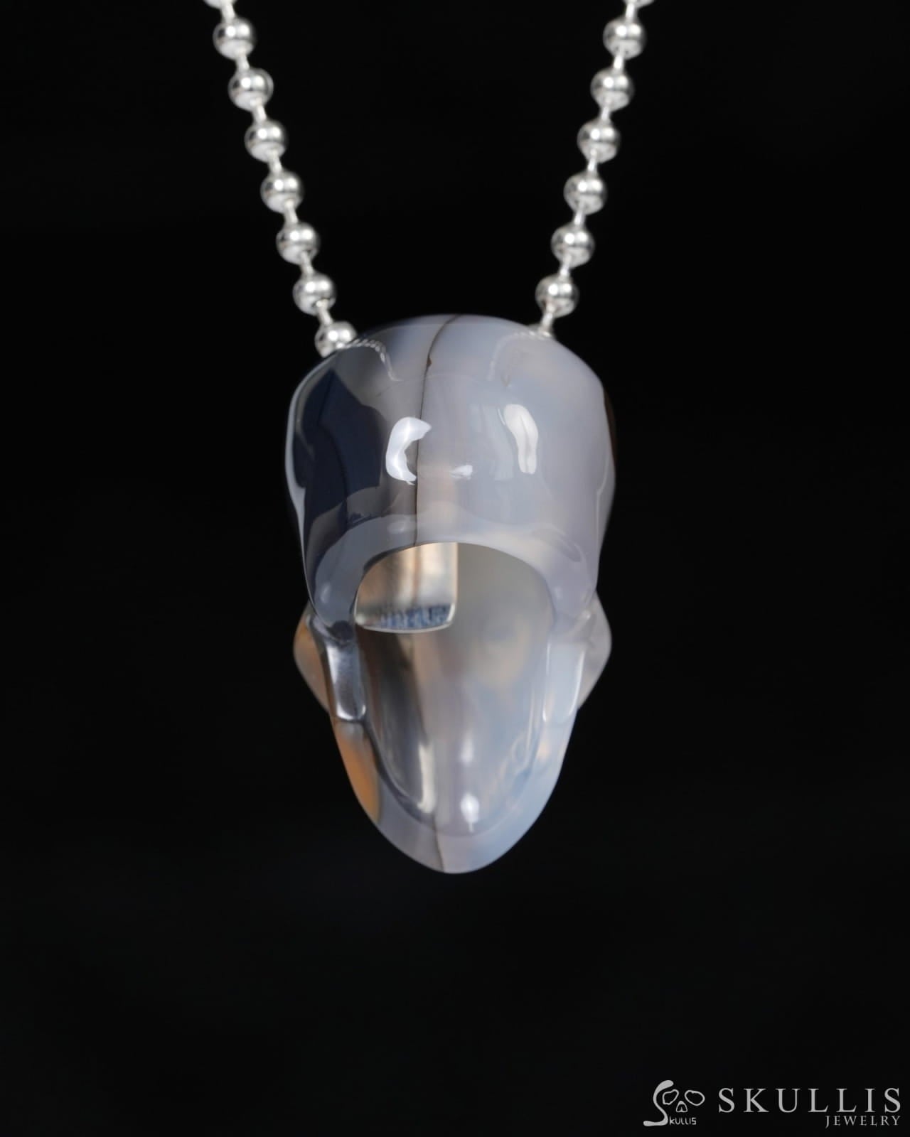 Hollow Essence - Gem Skull Pendant Necklace of Agate Carved Hollow Skull - 9900219 - Skull Pendants