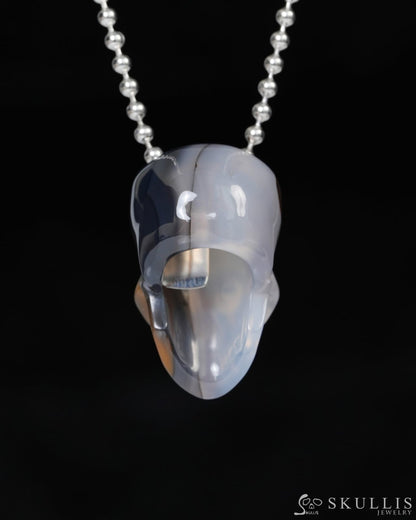Hollow Essence - Gem Skull Pendant Necklace of Agate Carved Hollow Skull - 9900219 - Skull Pendants