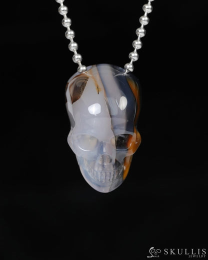 Hollow Essence - Gem Skull Pendant Necklace of Agate Carved Hollow Skull - 9900219 - Skull Pendants