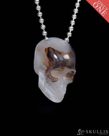 Hollow Essence - Gem Skull Pendant Necklace of Agate Carved Hollow Skull - 9900220 - Skull Pendants