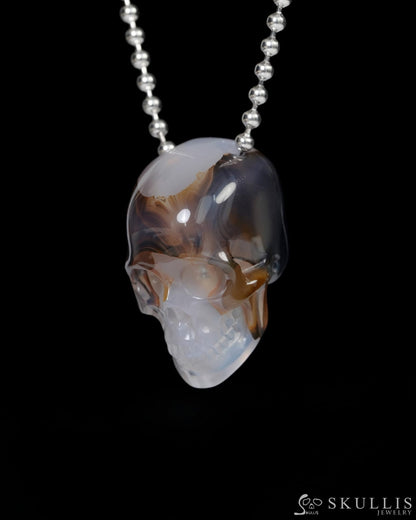 Hollow Essence - Gem Skull Pendant Necklace of Agate Carved Hollow Skull - 9900220 - Skull Pendants