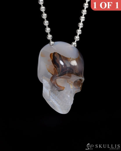 Hollow Essence - Gem Skull Pendant Necklace of Agate Carved Hollow Skull - 9900220 - Skull Pendants