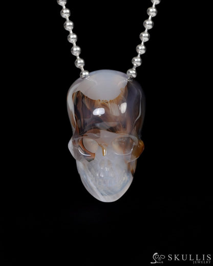Hollow Essence - Gem Skull Pendant Necklace of Agate Carved Hollow Skull - 9900220 - Skull Pendants