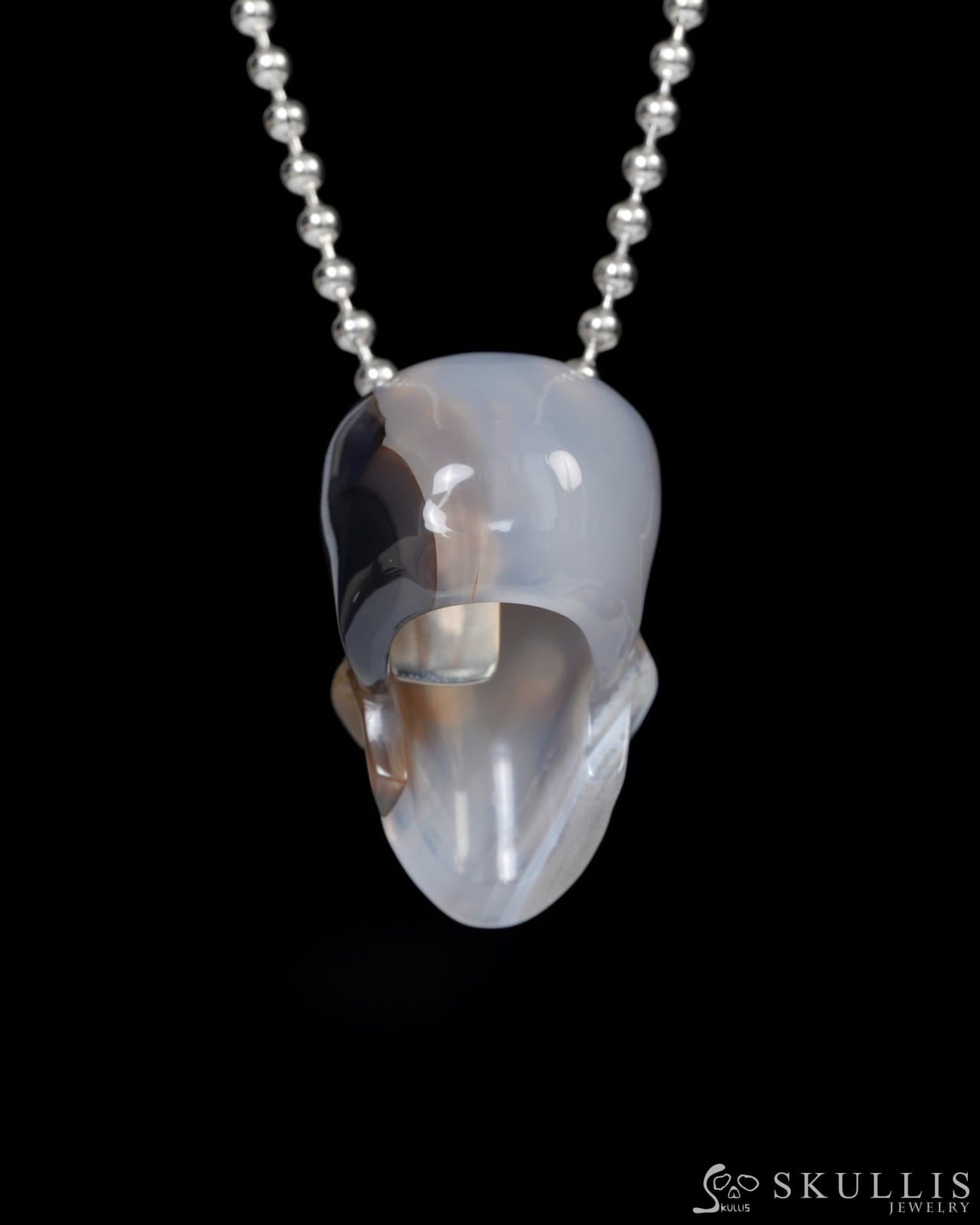 Hollow Essence - Gem Skull Pendant Necklace of Agate Carved Hollow Skull - 9900220 - Skull Pendants