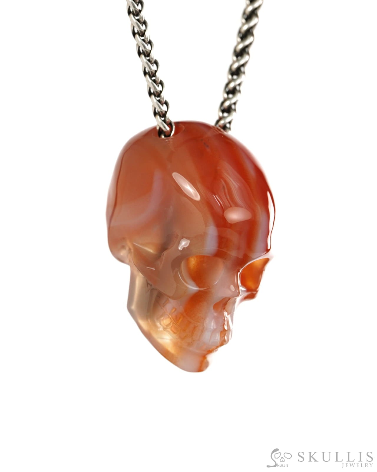 Hollow Essence - Gem Skull Pendant Necklace of Agate Carved Hollow Skull - 9900424 - Skull Pendants
