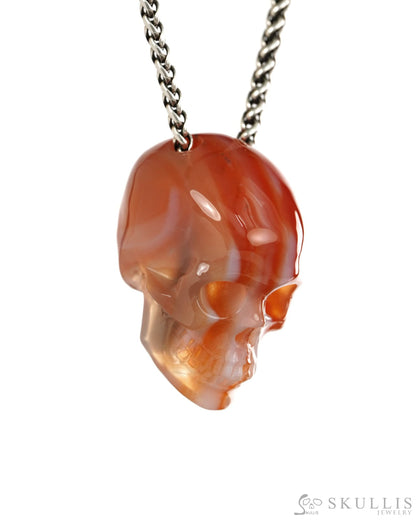 Hollow Essence - Gem Skull Pendant Necklace of Agate Carved Hollow Skull - 9900424 - Skull Pendants